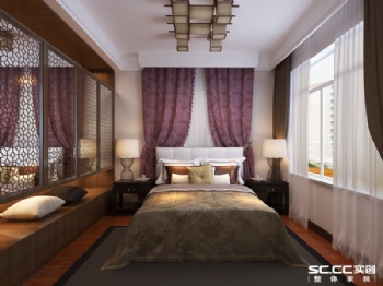 166平清雅新中式四居装修案例中式卧室装修图片