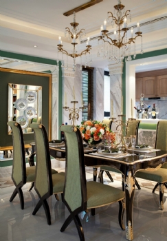 将贵气的绿点缀到欧式美居中欧式餐厅装修图片