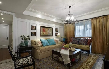 110平轻美式风格案例赏析美式客厅装修图片
