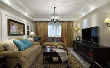 110平轻美式风格案例赏析美式客厅装修图片