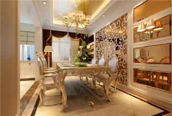 150平欧式风华丽三居室装修图片欧式风格餐厅