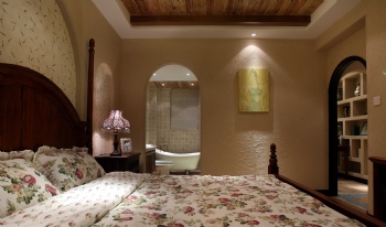 大户型美式田园风格实景案例美式卧室装修图片