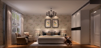 150平四居中式风案例欣赏中式卧室装修图片