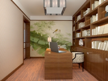 138平新中式设计案例欣赏中式书房装修图片