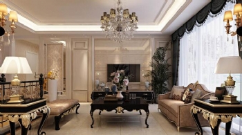 105平低调典雅的三居室设计作品欧式客厅装修图片