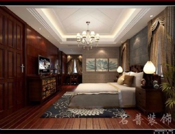 香山美邸别墅赏析中式卧室装修图片