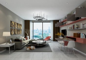 银亿朗境个性十足现代客厅 小空间大设计现代装修图片