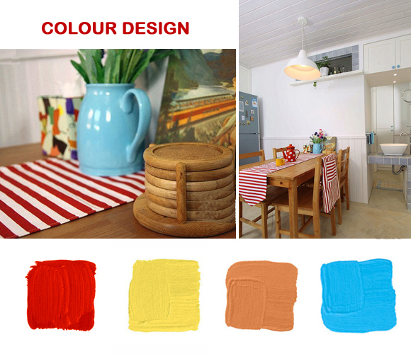 家居撞色新鲜搭  粉红+嫩黄+草绿