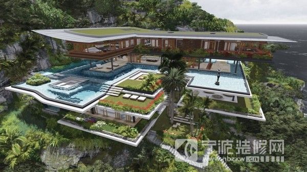 苍茫大海悬崖峭壁之上矗立的惊世豪宅