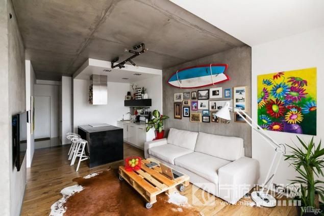 47平米开放式工业风格公寓