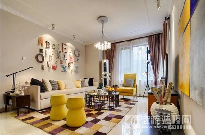 拉菲庄园105平米炫彩时尚三居