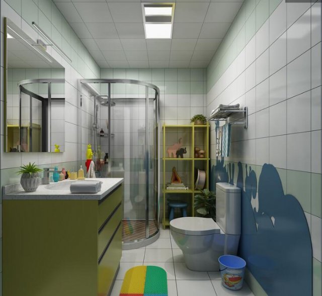 七彩蜡笔 童趣兼顾收纳卫生间