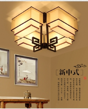 新中式吸顶灯现代中式客厅餐厅书房卧室酒店布艺中式led吸顶灯具